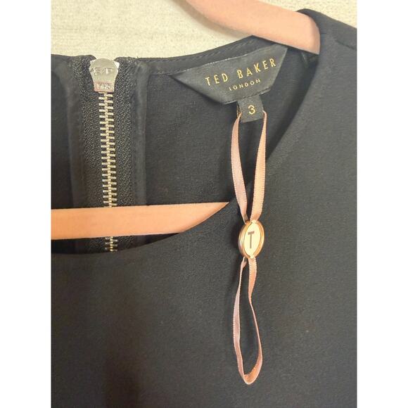 Ted Baker Size 3 Black Sleeveless Dress Rhinestone Details Formal Classy - Picture 5 of 6